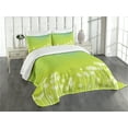 thumbnail image 1 of Ambesonne Flower Quilted Bedspread Set 3 Pcs, Wild Dandelion Blossoms, Queen Size, Apple Green Seafoam, 1 of 5