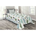 thumbnail image 1 of Ambesonne Flower Quilted Coverlet 2 Pcs, Desert Hot Mexican South, Twin Size, Blue and Green, 1 of 2