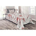 thumbnail image 1 of Ambesonne Flower Quilted Coverlet 2 Pcs, Windy April Weather, Twin Size, Coral Black, 1 of 2