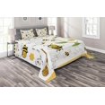 thumbnail image 1 of Ambesonne Flower Quilted Coverlet 3 Pcs, Bees Daisies Chamomile, Queen Size, Yellow White and Black, 1 of 2