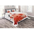 thumbnail image 1 of Ambesonne Flower Quilted Coverlet 3 Pcs, Cartoon Poppy Fresh Art, King Size, Red White Black, 1 of 2