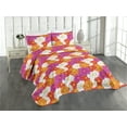 thumbnail image 1 of Ambesonne Flower Quilted Coverlet 3 Pcs, Gerbera Petals Summer Floral, Queen Size, Purple Orange and Pearl, 1 of 4
