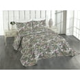 thumbnail image 1 of Ambesonne Flower Quilted Coverlet 3 Pcs, Leaves Blossoming Petals Art, Queen Size, Grey Pink and Sage Green, 1 of 4