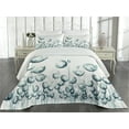thumbnail image 1 of Ambesonne Flower Quilted Coverlet 3 Pcs, Poppy Flora Windy Day, King Size, White Teal, 1 of 4