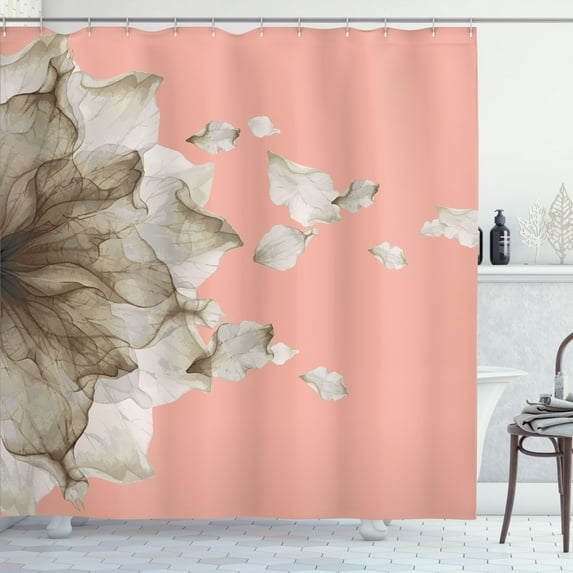 Ambesonne Flower Shower Curtain, Abstract Futuristic Artwork, 69"Wx70"L, Pastel Pink
