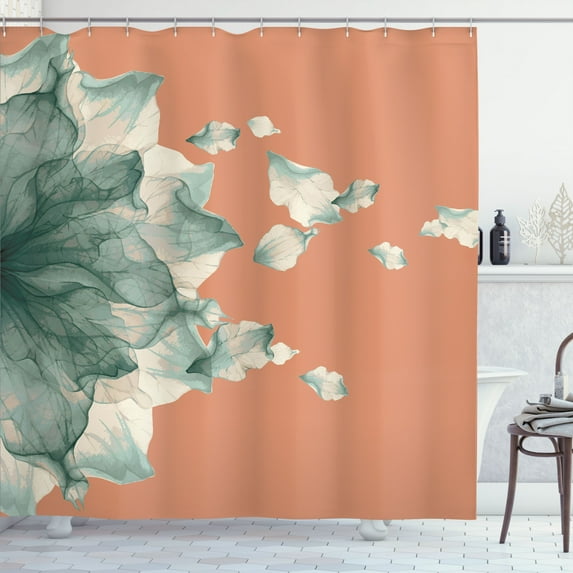 Ambesonne Flower Shower Curtain, Abstract Futuristic Petals, 69"Wx84"L, Burnt Sienna