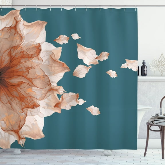Ambesonne Flower Shower Curtain, Abstract Futuristic Petals, 69"Wx84"L, Dark Teal