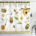 thumbnail image 1 of Ambesonne Flower Shower Curtain, Bees Daisies Chamomile, 69"Wx84"L, Yellow White and Black, 1 of 3