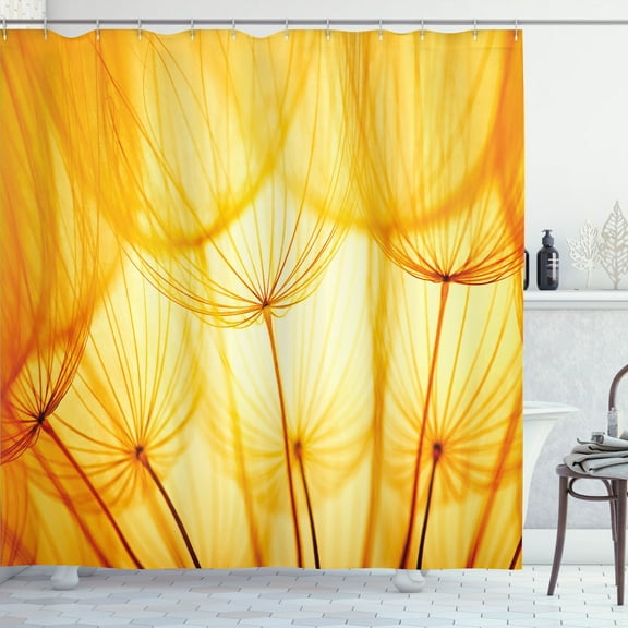 Ambesonne Flower Shower Curtain, Dandelion Summer Garden, 69"Wx75"L, Merigold and White