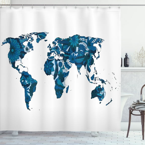 Ambesonne Flower Shower Curtain, Flower Blue Tones, 69"Wx75"L, Dark Violet Blue