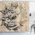 thumbnail image 1 of Ambesonne Flower Shower Curtain, Grunge Roses Composition Art, 69"Wx75"L, Evergreen, 1 of 4
