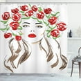 thumbnail image 1 of Ambesonne Flower Shower Curtain, Lady with Floral Ornament, 69"Wx75"L, Green Red Tan, 1 of 5