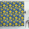 thumbnail image 1 of Ambesonne Flower Shower Curtain, Lily Blossoms Paintbrush, 69"Wx75"L, Dark Blue Yellow White, 1 of 3