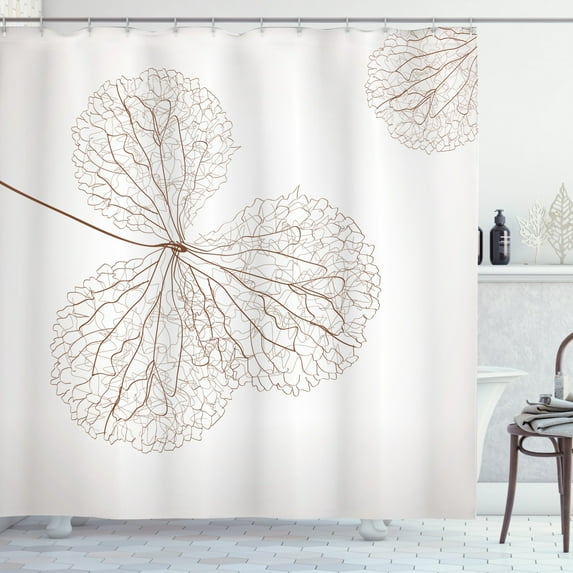 Ambesonne Flower Shower Curtain, Natural Botanic Plants, 69"Wx75"L, White and Brown