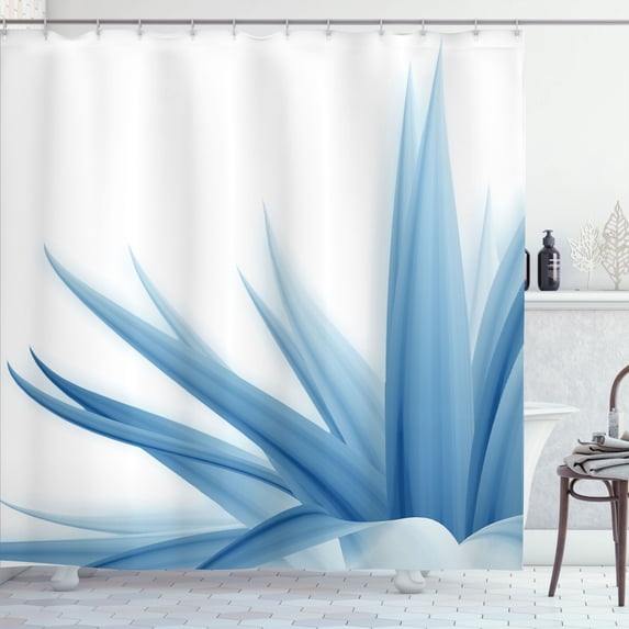 Ambesonne Flower Shower Curtain, Ombre Leaves Watercolor Art, 69"Wx70"L, Pale Blue