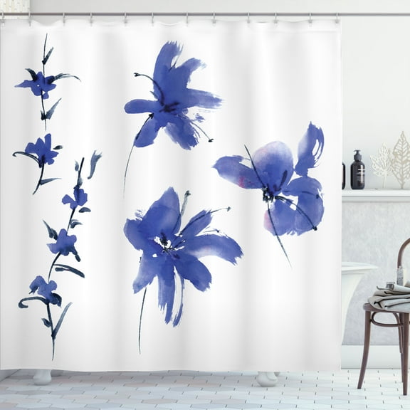 Ambesonne Flower Shower Curtain, Oriental Art, 69"Wx75"L, Dark Violet