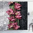thumbnail image 1 of Ambesonne Flower Shower Curtain, Plum Orchids and Water Drops, 69"Wx75"L, Dark Mauve and Charcoal Grey, 1 of 4