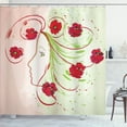 thumbnail image 1 of Ambesonne Flower Shower Curtain, Watercolor Poppy, 69"Wx70"L, Green Red, 1 of 4