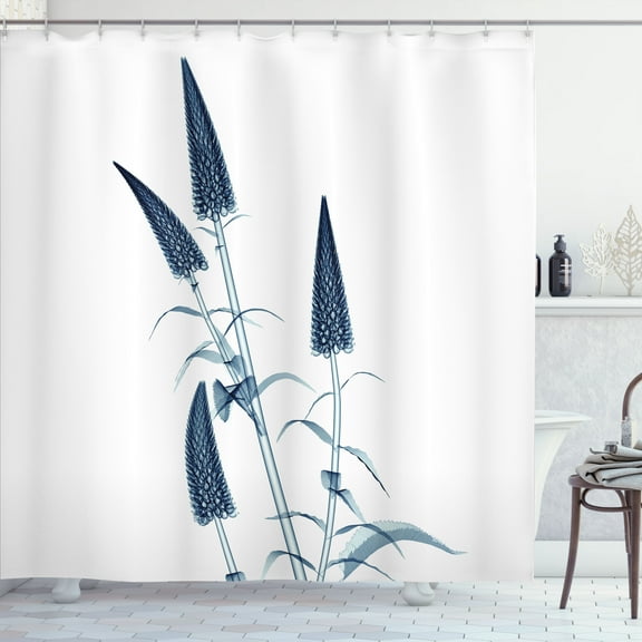 Ambesonne Flower Shower Curtain, X-Ray View of a Blossom, 69"Wx84"L, Teal White