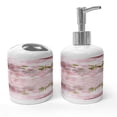 thumbnail image 1 of Ambesonne Flower Soap Dispenser & Toothbrush Holder Set, Tender Floral Branch Water, 2 Pcs, Pale Pink Fern Green, 1 of 6