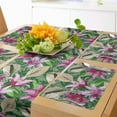 thumbnail image 1 of Ambesonne Flower Table Runner & Placemats, Aquarelle Lily Garden, Placemat 4 pcs + Runner 14"x90", Magenta Hunter Green, 1 of 2