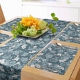 thumbnail image 1 of Ambesonne Flower Table Runner & Placemats, Botanical Nostalgic, Placemat 4 pcs + Runner 16"x72", Slate Blue and White, 1 of 2