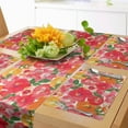 thumbnail image 1 of Ambesonne Flower Table Runner & Placemats, Watercolor Style Floral, Placemat 4 pcs + Runner 14"x72", Red and Orange, 1 of 2
