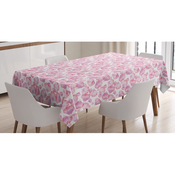 Ambesonne Flower Tablecloth Rectangular Table Cover, Rose Botanical Beauty, 60"x84", Pale Pink Lilac White