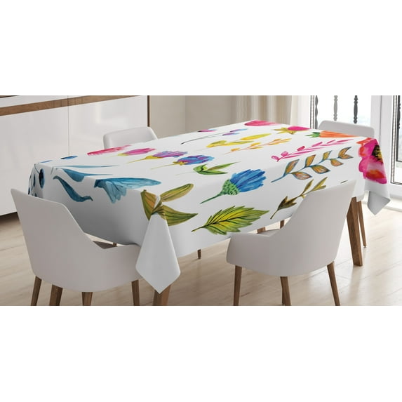 Ambesonne Flower Tablecloth Rectangular Table Cover, Watercolor Garden Design, 60"x84", Multicolor
