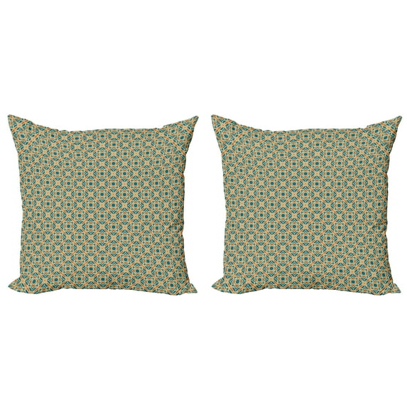 Ambesonne Flower Throw Pillow Cover 2 Pack, Conceptual Plants, 18", Petrol Blue Orange