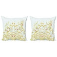 thumbnail image 1 of Ambesonne Flower Throw Pillow Cover 2 Pack, Daffodil Bloom Spring, 18", Yellow Orange Pale Blue, 1 of 5