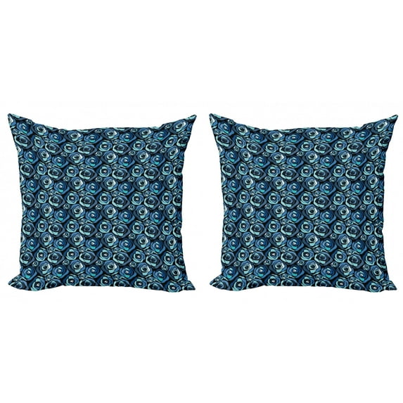 Ambesonne Flower Throw Pillow Cover 2 Pack, Modern Rose Petals Bloom, 16", Multicolor