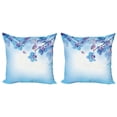 thumbnail image 1 of Ambesonne Flower Throw Pillow Cover 2 Pack, Orchids Nature, 24", Blue and Purple, 1 of 2