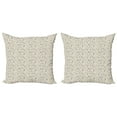 thumbnail image 1 of Ambesonne Flower Throw Pillow Cover 2 Pack, Rocks Flowers Leaves Sketch, 16", Cream and Brown, 1 of 5