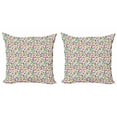 thumbnail image 1 of Ambesonne Flower Throw Pillow Cover 2 Pack, Shabby Plant Leaves Buds, 16", Pink and Blue, 1 of 2