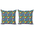 thumbnail image 1 of Ambesonne Flower Throw Pillow Cover 2 Pack, Spring Garden Pattern Floral, 24", Teal Multicolor, 1 of 2