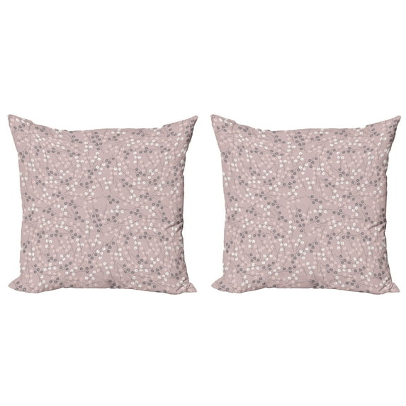 Ambesonne Flower Throw Pillow Cover 2 Pack, Swirling Branches Springtime, 18", Taupe Grey Dried Rose