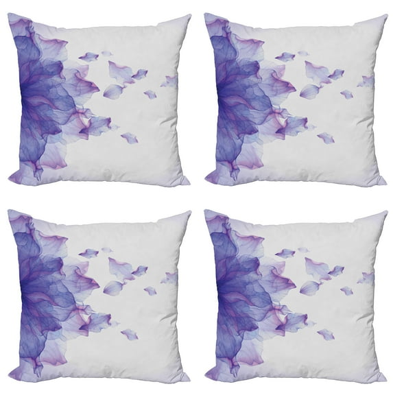 Ambesonne Flower Throw Pillow Cover 4 Pack, Abstract Modern Water, 24", Lilac and Pink