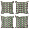 thumbnail image 1 of Ambesonne Flower Throw Pillow Cover 4 Pack, Aquarelle Lily Garden, 24", Magenta Hunter Green, 1 of 2