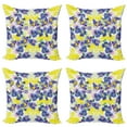 thumbnail image 1 of Ambesonne Flower Throw Pillow Cover 4 Pack, Butterfly Violet Field, 16", Yellow Purple, 1 of 7