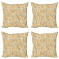 thumbnail image 1 of Ambesonne Flower Throw Pillow Cover 4 Pack, Old Vintage Ivy Lilacs, 16", Multicolor, 1 of 2
