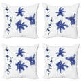 thumbnail image 1 of Ambesonne Flower Throw Pillow Cover 4 Pack, Oriental Art, 20", Dark Violet, 1 of 5