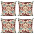 thumbnail image 1 of Ambesonne Flower Throw Pillow Cover 4 Pack, Ornate Floral Ethnic, 20", Maroon Beige Violet Blue, 1 of 6