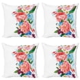 thumbnail image 1 of Ambesonne Flower Throw Pillow Cover 4 Pack, Roses Daisies Garden, 16", Multicolor, 1 of 7