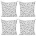 thumbnail image 1 of Ambesonne Flower Throw Pillow Cover 4 Pack, Rotary Round Rings Dots, 24", White, 1 of 6