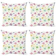 thumbnail image 1 of Ambesonne Flower Throw Pillow Cover 4 Pack, Spring Daisies Dots Sketch, 20", Multicolor, 1 of 2
