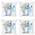 thumbnail image 1 of Ambesonne Flower Throw Pillow Cover 4 Pack, Summer Bouquet Vintage, 16", Multicolor, 1 of 5