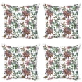 thumbnail image 1 of Ambesonne Flower Throw Pillow Cover 4 Pack, Vintage Floral Ornaments, 24", Multicolor, 1 of 2