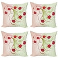 thumbnail image 1 of Ambesonne Flower Throw Pillow Cover 4 Pack, Watercolor Poppy, 18", Green Red, 1 of 6