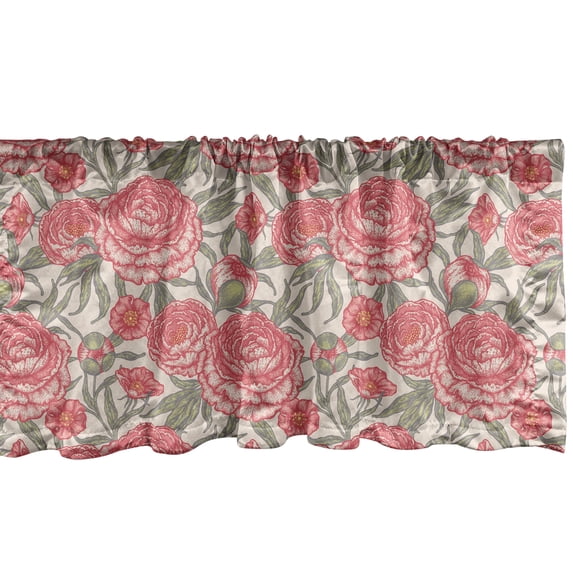 Ambesonne Flower Valance Pack of 2, Nostalgic Spring Art Pattern, 54"X18", Blush and Multicolor